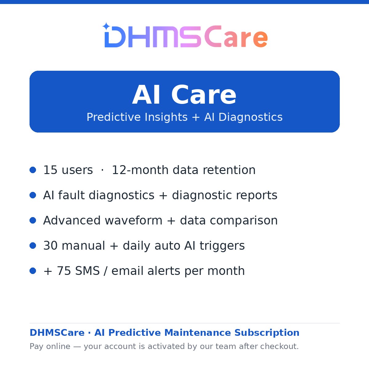 DHMSCare AI Care — Predictive Maintenance Subscription